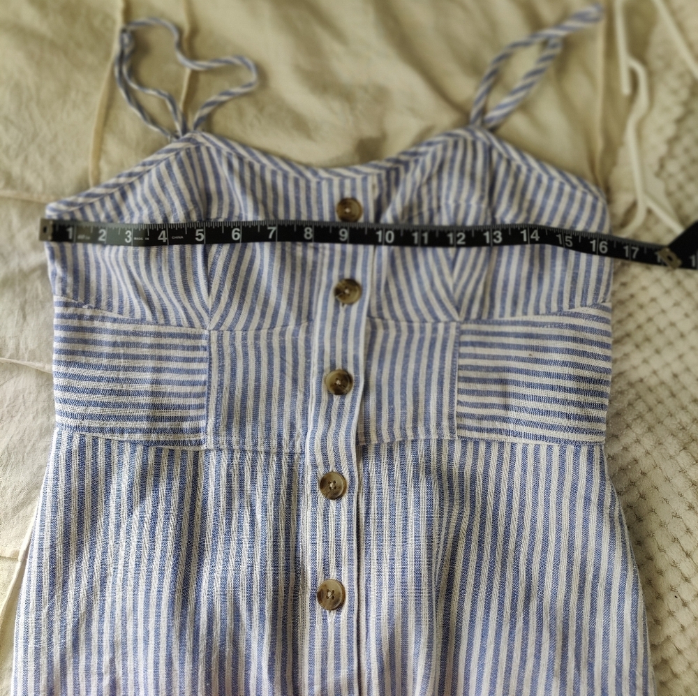 Striped Blue Midi Dress NWOT - Picture 4 of 10